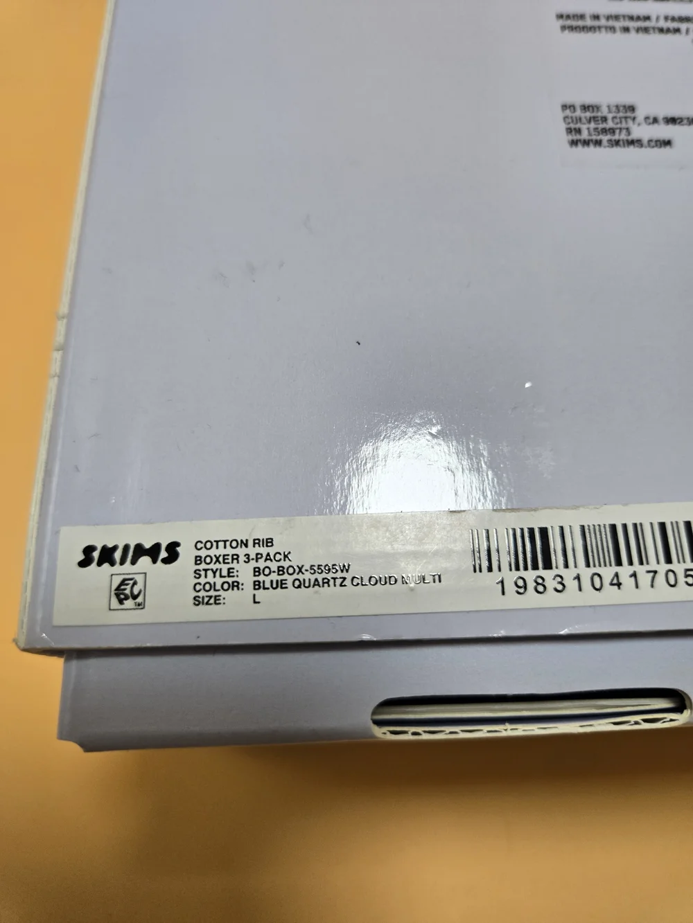 SKIMS Cotton Rib Boxers 3-pack - Blue Quartz Cloud- L - Picture 3 of 3